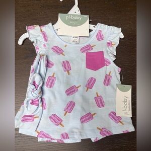 Pink and Blue Popsicle Print baby girl set